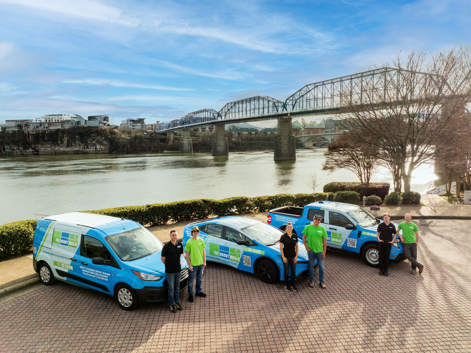 team with vehicles