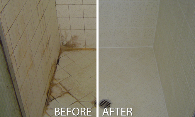 shower grout cleaning before and after