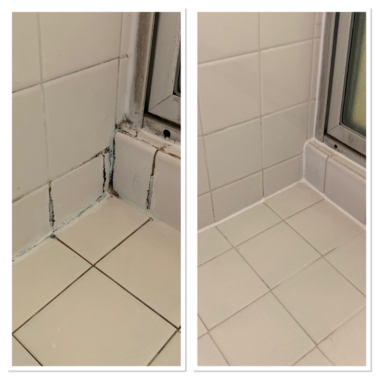 Shower re-caulking by The Grout Medic