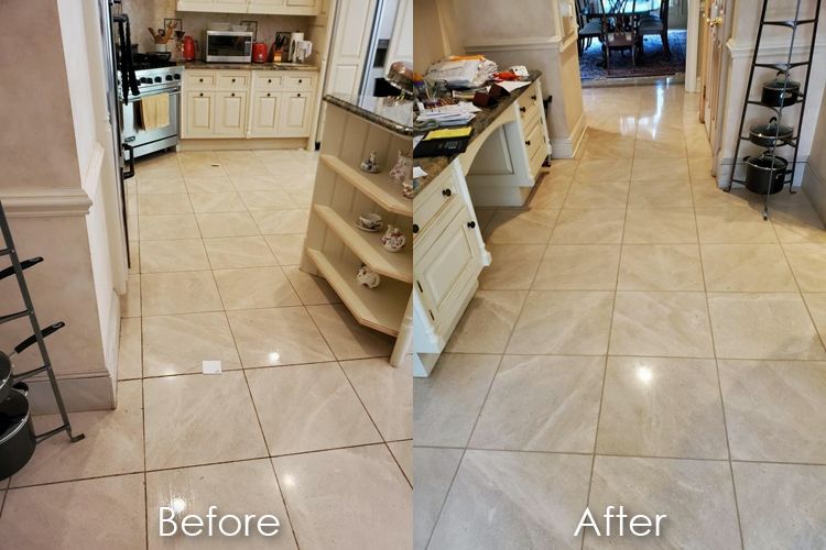 Discolored grout might only require grout cleaning.
