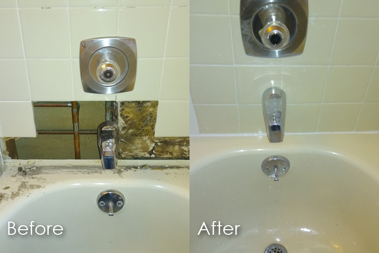 bath tile water damage repair