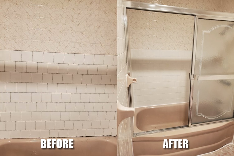 water-damaged tile repaired by The Grout Medic